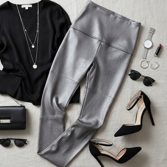 SPANX Pants - Spanx Metallic Faux Leather Legging - Med